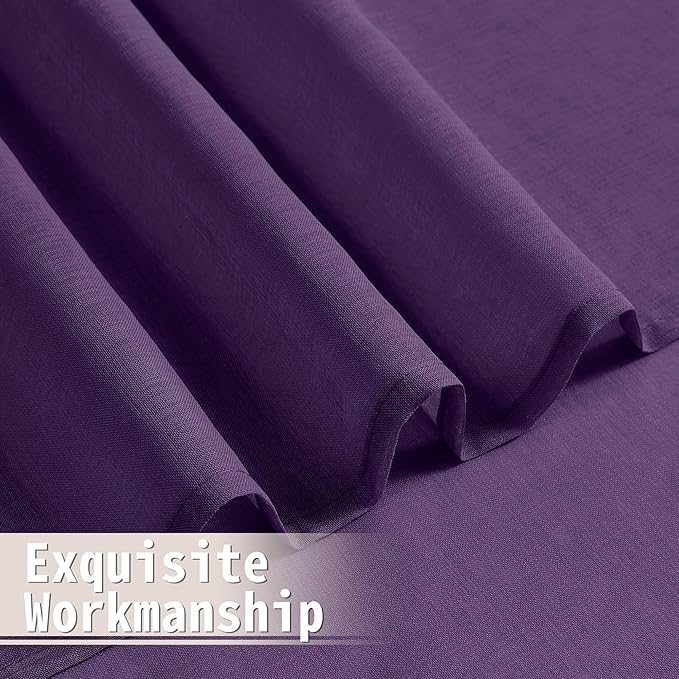 Tollpiz Sheer Door Curtains Closet Linen Textured Curtains Sheer Doorway Light Filtering Voile Rod French Door Pocket Curtain Patio Glass Door, 25 x 72 inches Long, Royal Purple, Set of 1 Panel