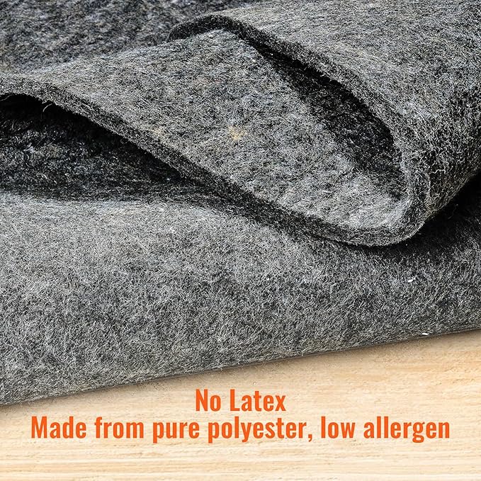 VEVOR Rug Pad Without Slip Resistance, Protective Cushioning Carpet Pad, 8' x 10', 1/2" Thick, 100% Pure Polyester Felt, 7-8㎡ Premium Comfort Underfoot Carpet Padding Rug Cushion for All Floors, Gray