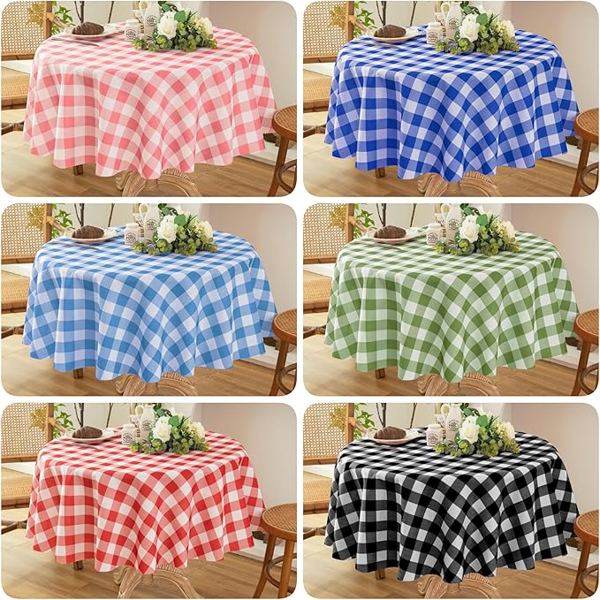 Classic Gingham Tablecloth Fabric - Oblong 58x120 Water Resistant Chequered Pattern Table Cloth for Indoor/Outdoor Use - Tabletop Cover for Birthday, Picnics, Gardens, and Parties