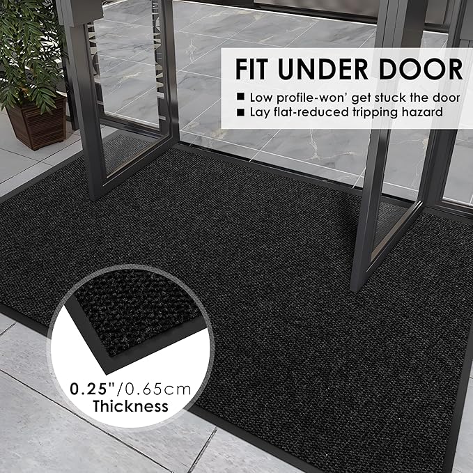 2′ x 9′ Front Door Mat Indoor Outdoor Entrance, Commercial Floor Mat Heavy Duty Dirt Trapper Entryway Doormat, Custom Size Non Slip Rubber Backing Welcome mat, Door Mat for High Traffic Area