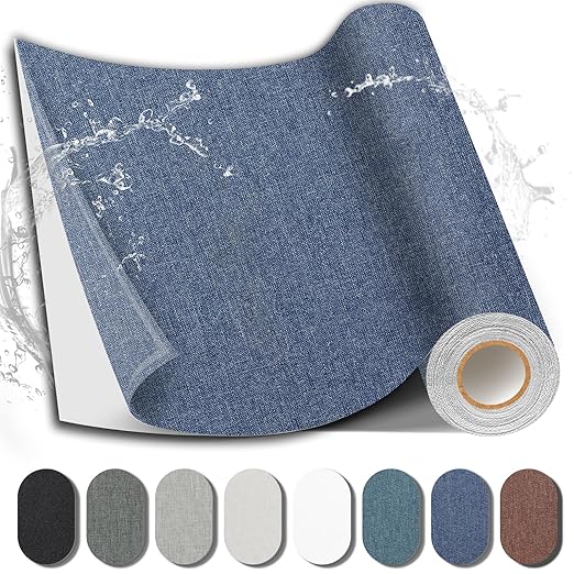 Fabric Repair Patch, 17X158 Inch Fabric Large Repair Tape, Self-Adhesive Patches for Furniture, Sofa, Car Interior, Shoes, Hand Bag, Clothing (Dark Blue, 17X158 Inch)