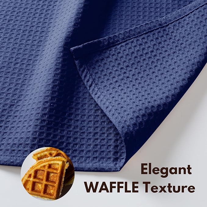 Native Fab Waffle Kitchen Towels 4 Pack - Super Absorbent 100% Cotton Dish Towel for Cleaning, Drying, Cooking - Durable, Soft Kitchen Essentials for Home Use, 16x26 inches - Ink Blue