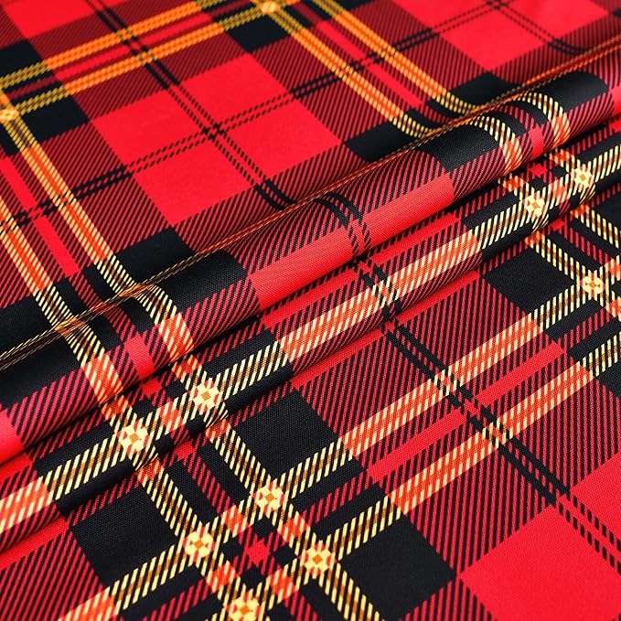Red Tartan Waterproof Plaid Christmas Tablecloth Fabric - Square 58x58 Inch Classic Gingham Checker Holiday Table Cloth for Indoor Use - Xmas Table Cover for Picnics, BBQs, and Parties