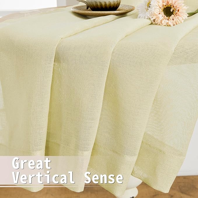 Tollpiz Sheer Door Curtain Closet Linen Textured Curtains Sheer Doorway Light Filtering Voile Patio Door Rod Pocket Curtain French Door, 54 x 72 inches Long, Transparent Yellow, Set of 1 Panel