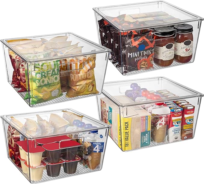 ClearSpace Plastic Storage Bins with Lids XL – Perfect Kitchen Organization or Pantry Storage – Fridge/Cabinet Organizers