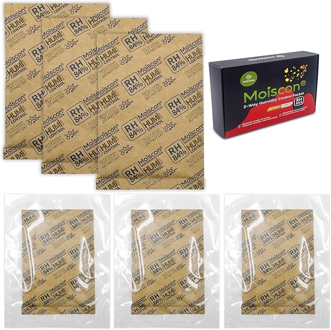 85% Two-Way Humidity Control Packs, 60 Gram 5 Pack for Storing 1 lb, Size 60 Seasoning Packets Moisture Control Packets Individually Wrapped, Humidifier Packs for Season Wood Humidifier Boxes