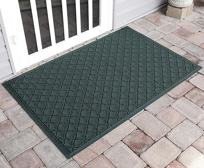 WaterHog Heavy Duty Doorway Mat, 3' x 5', Made in USA, Durable & Skid-Resistant Entryway Mat, Water-Trapping, Indoor/Outdoor Decorative Floor Covering, Cordova Collection, Evergreen