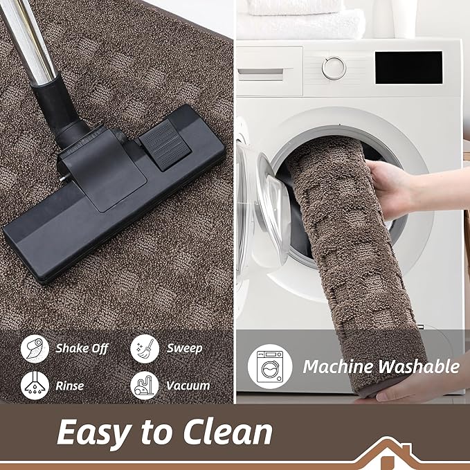 BEQHAUSE Waffle Door Mats Indoor 32"x48", Dog Mat for Muddy Paws Absorbent and Dirt Resist Floor Mats Non-Slip Washable Rugs for Entryway, Welcome Mat for Front Back Door, Muddy Wet Shoes, Brown