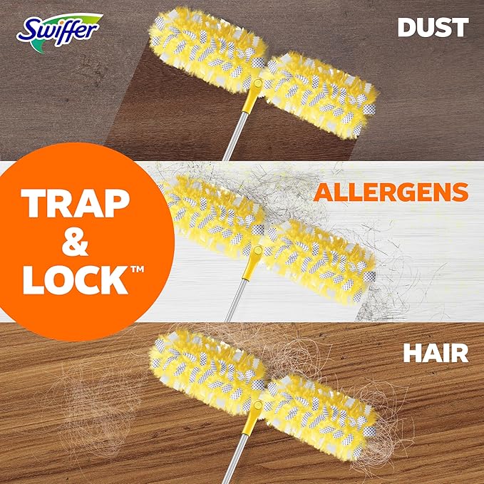 Swiffer Duster Kit with 6 ft Super Extendable Handle, Heavy Duty Starter Kit with 8 Refills
