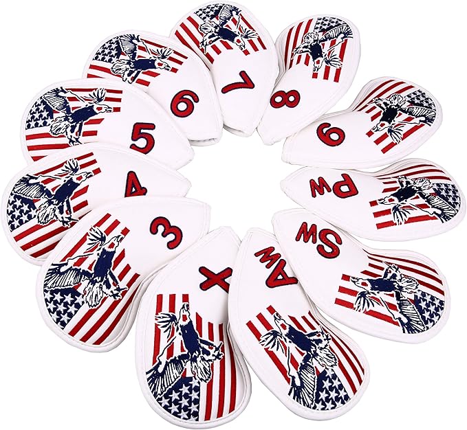 USA Flag and Eagle Golf Driver/Fairway Wood/Hybrid/Iron/Mallet Putter/Blade Putter Head Cover