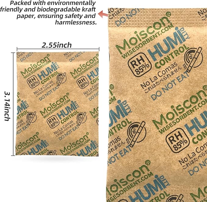 85% RH 15 Pack 8 Gram Two-Way Humidity Control Packs for Wooden Musical Instruments, Size 8 Moisture Control Packets for Bagpipe Reeds, Saxophone Reeds Individually Wrapped