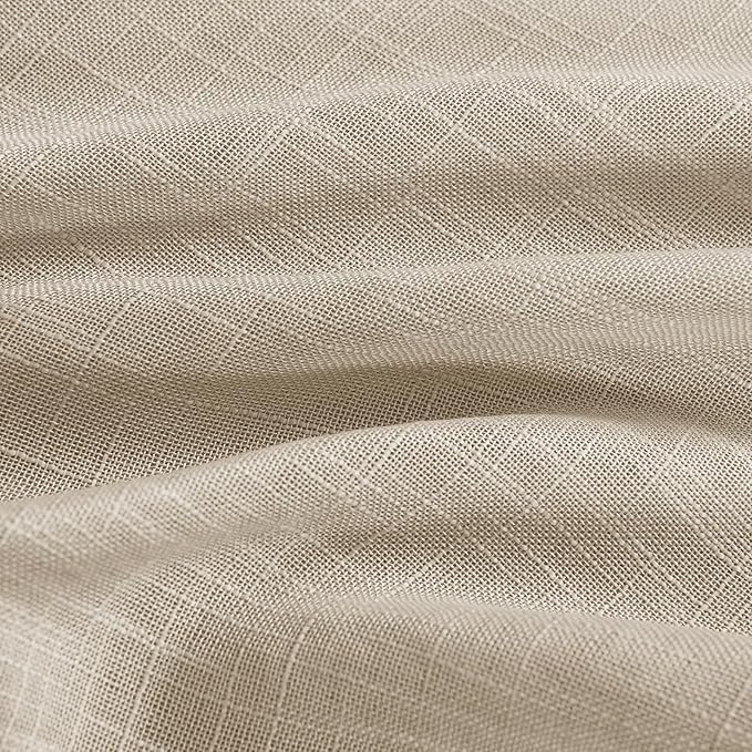NICETOWN Sheer Back Door Curtain - Linen Textured Sidelight French Door Panel with Bonus Tieback, Semi Sheer Privacy with Light Filter Window Treatment (52" Wide x 40" Long, Taupe, 1 Panel)
