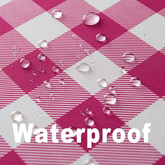 Waterproof Plaid Tablecloth Fabric - Round 108 Inch Classic Gingham Checker Table Cloth for Indoor/Outdoor Use - Buffalo Table Cover for Picnics, BBQs, and Parties