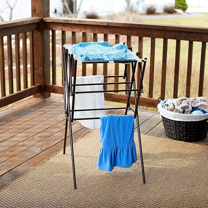 Household Essentials 5175 Collapsible Expandable Metal Clothes Drying Rack, Antique Bronze, STORAGE