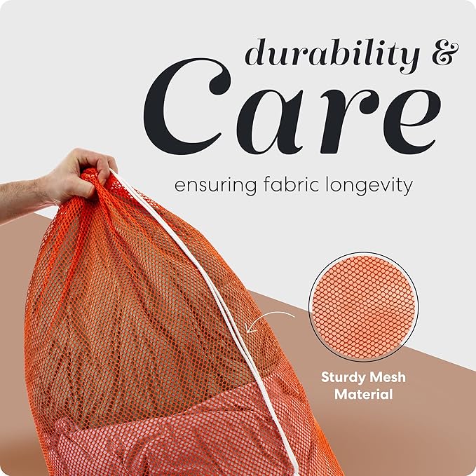 Handy Laundry Mesh XL Laundry Bag - Durable, Machine Washable with Secure Drawstring Closure - Perfect for College Dorms, Laundromats, Apartments (Orange, Large 24" x 36")