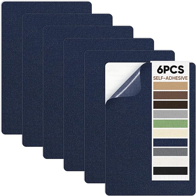 Canvas Patch 5.5 x 8 Inches 6Pcs Self-Adhesive Waterproof Canvas Patch Kit for Repairing Tents,Sofas,Boat Covers,Camping Chair,Awnings,Car Seats.(Dark Blue)