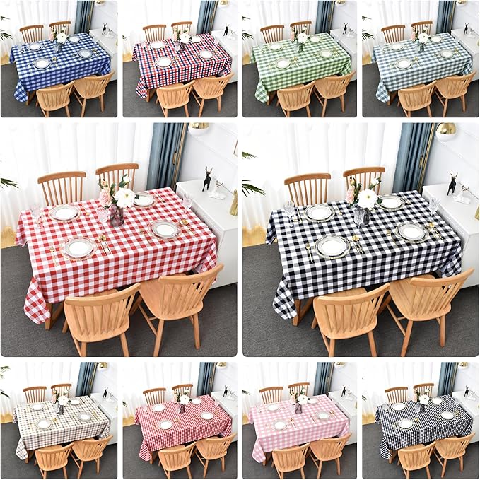 Waterproof Plaid Tablecloth Fabric - Square 25x25 Inch Classic Gingham Checker Buffalo Table Cover for BBQs, Parties