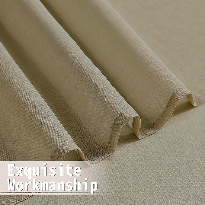 Tollpiz Small Sheer Door Curtain Closet Linen Textured Curtain Sheers Doorway Light Filtering Voile French Doors Rod Pocket Curtains Patio Glass Door, 25 x 40 inches Long, Taos Taupe, Set of 1 Panel