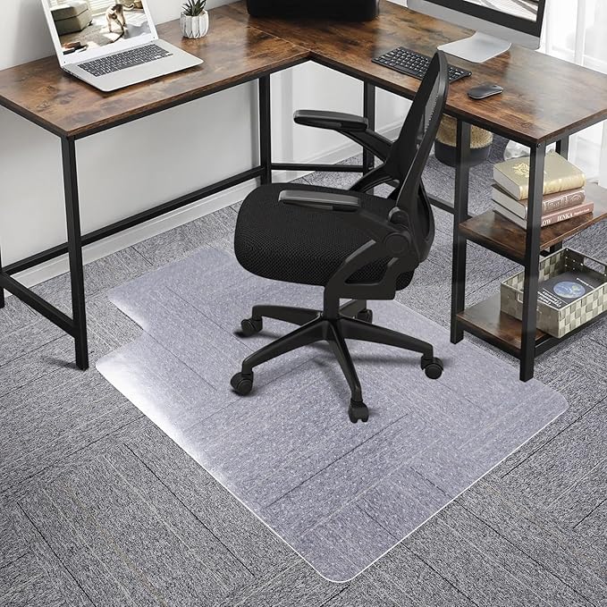 SALLOUS Chair Mat for Carpet, 36" x 48" Office Heavy Duty Chair Mat with Lip, Gaming Chair Mat for Carpeted Floors, Floor Protector Computer Desk Mat for Home Office (Clear, Extended Lip)