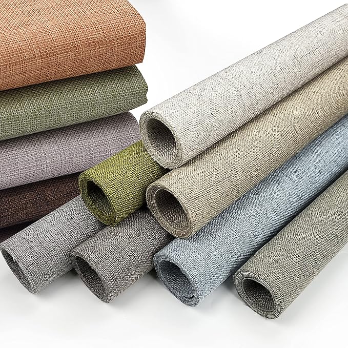 Fine Linen Fabric Patches, Self-Adhesive, 12x40 Inch, Multi Color, for Sofa & Clothes Repair