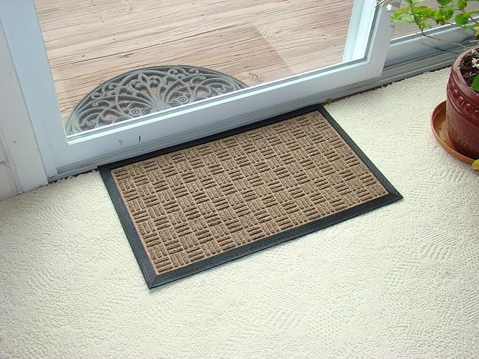 Kempf Water Retainer Entrance Mat, Indoor Outdoor Rubber Rug, Moisture Trapping, Absorbent Mat, 18 by 30-Inch, Brown